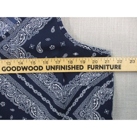 Navy Blue Bandana Print Sleeveless Tank Top By Faded Glory - Picture 4 of 7